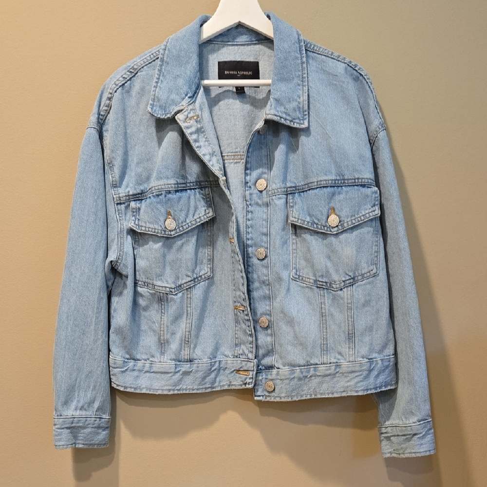 BANANA REPUBLIC Oversized Denim Jacket Light Wash L Large 100% Cotton